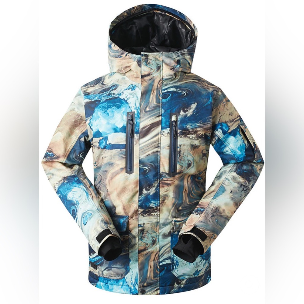 Men's Blue and Tan Ski Jacket